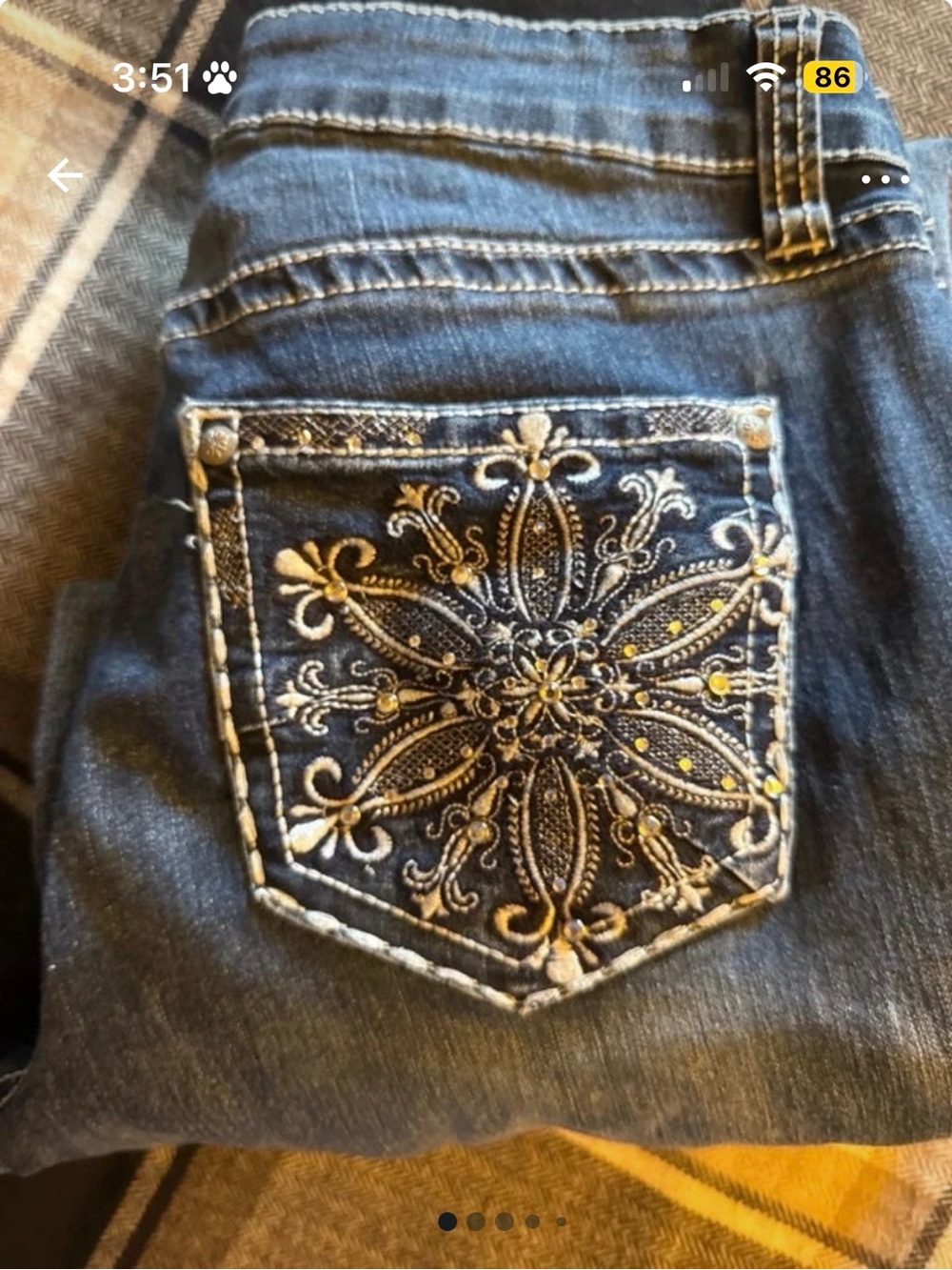Dark Blue Women's Jeans with Embroidered Pocket